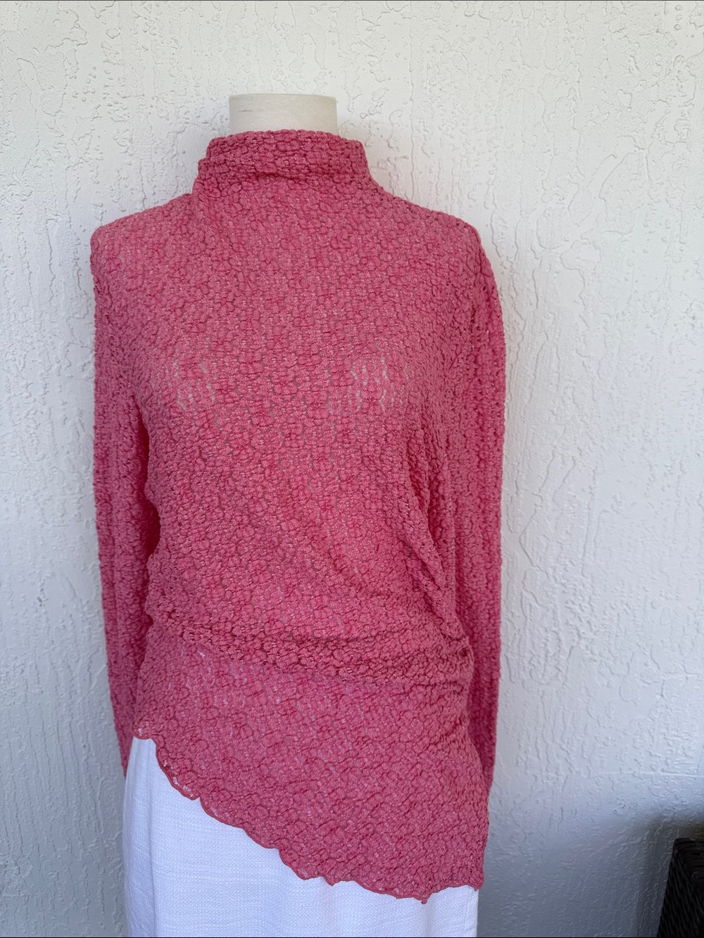 Anthropologie Pink Textured Bouclé Top sZ xm NWI E